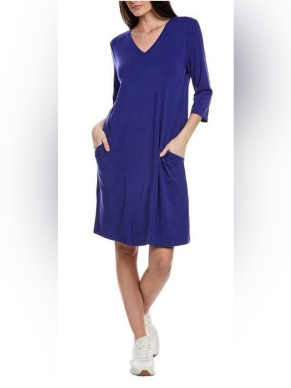 Eileen Fisher Blue V-Neck A-Line Shift Dress NWT Size XS